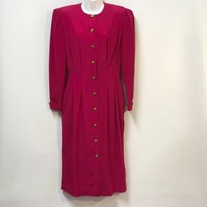 Vintage Ms. Chaus Fuchsia Button Down Dress